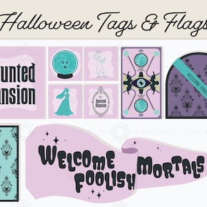 Haunted Mansion Treat Tags & Flags | Digital Art l Printable Wall Art l Halloween Decor | DIGITAL DOWNLOAD
