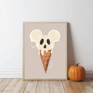 Mickey Melting Ice Cream Printable Wall Art | Disney Halloween Decor | Spooky Disneyland Halloween Fall Art Print | INSTANT DIGITAL DOWNLOAD