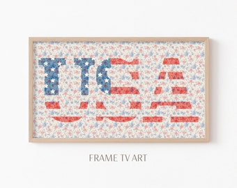 4th of July Samsung Frame TV Art Party Decor | Fun Home Decor Wall Art 4th of July Display | American Patriotic Art Instant Digital Download