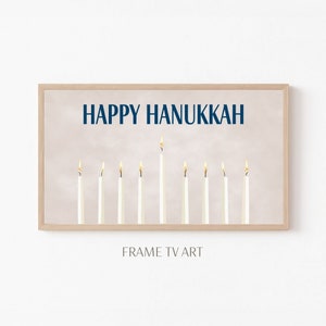 Happy Hanukkah Menorah Candles Samsung Frame TV Art Holiday Decor | Home Decor Winter Art Display | Hanukkah Art | Instant Digital Download