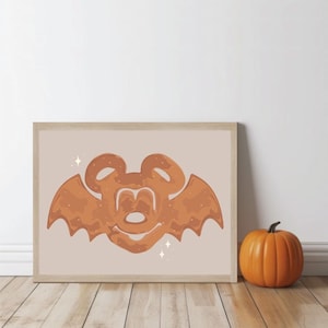 Mickey Bat Pretzel Printable Wall Art | Disney Halloween Decor | Spooky Disneyland Fall Art | Halloween Art Print | INSTANT DIGITAL DOWNLOAD
