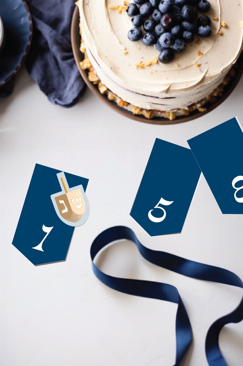 Hanukkah Printable Gift Tags & 8 Nights of Hanukkah Numbers l Star of David l Dreidel l DIGITAL DOWNLOAD image 1