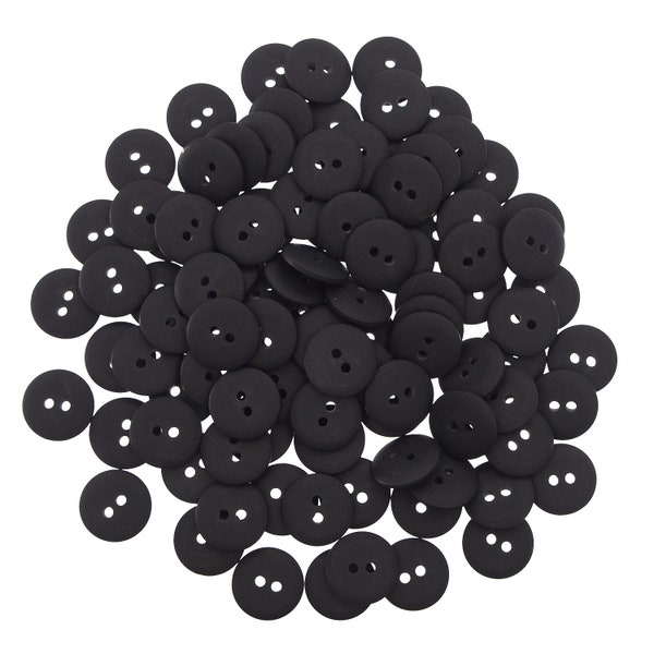 Polyester Button - 2 Hole Round Top - Matte Finish - 15mm(24L) / 20mm(32L) or 22mm(36L) - Black or White