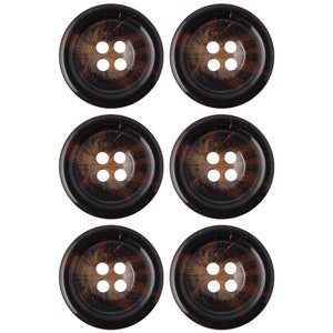 Mibo Polyester Imitation Horn Suiting Button - 4 Hole Shiny - Rounded Rim with Concaved Center - 24L(15mm) - 32L(20mm) - 36L(22mm) -5 Colors