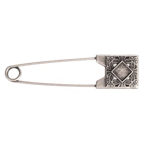Silver Coil Less Giant Safety Pin Deluxe Brooch Kilt Scarf Pin