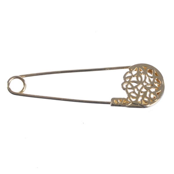 Zinc Die Cast Kilt Pin - 3" - Round Perforated Filigree Design - Gold ,Nickel ,Antique Copper ,Silver Brass , Antique Silver or Matte Nickel