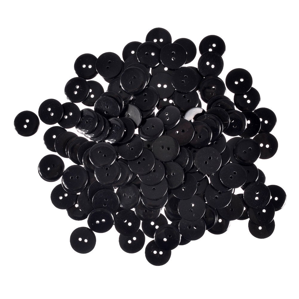 Polyester Button - 2 Hole Round Top - Shiny - 17L(11mm) / 24L(15mm) /…