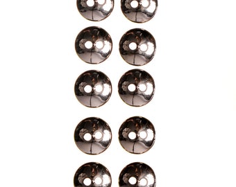 ABS Metal Plated Button - 2 Hole - Dome Shape with Notch Center - 28Line (18mm ) - 36Line (22mm) - 44Line (28mm) - 54Line ( 34mm) - Gunmetal