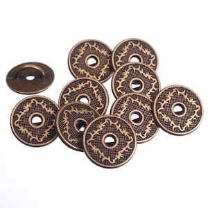 Zinc Die Cast Metal Shank Button - Ancient Coin with Engraving - 24Line(15mm) / 30Line (19mm) / 36Line(22mm) - Antique Brass-Antique Silver
