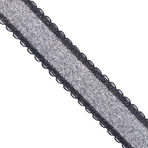 Polyester Woven Edging Ribbon - No Stretch - 3/4&quot; - Metallic Glitter - Black , Navy or Red - 3 Yards