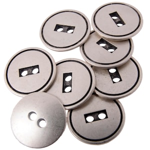 Zinc Die Cast Button – 2 Hole Rectangular Center with Concave Edge - 32Line(20mm)-36Line(22mm)-44Line(28mm) - Antique Silver - Antique Brass