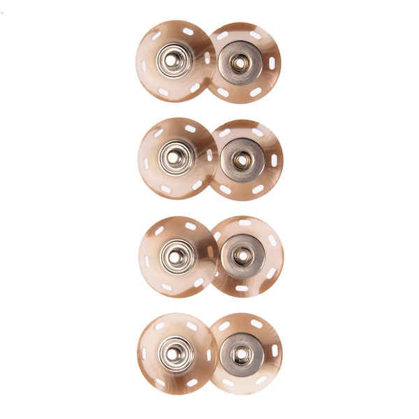 Sewable Polyester Resin and Metal Snap - 28L(18mm) - 36L(22mm) - Tan or White with Nickel  - Brown , Charcoal or Navy with Gunmetal