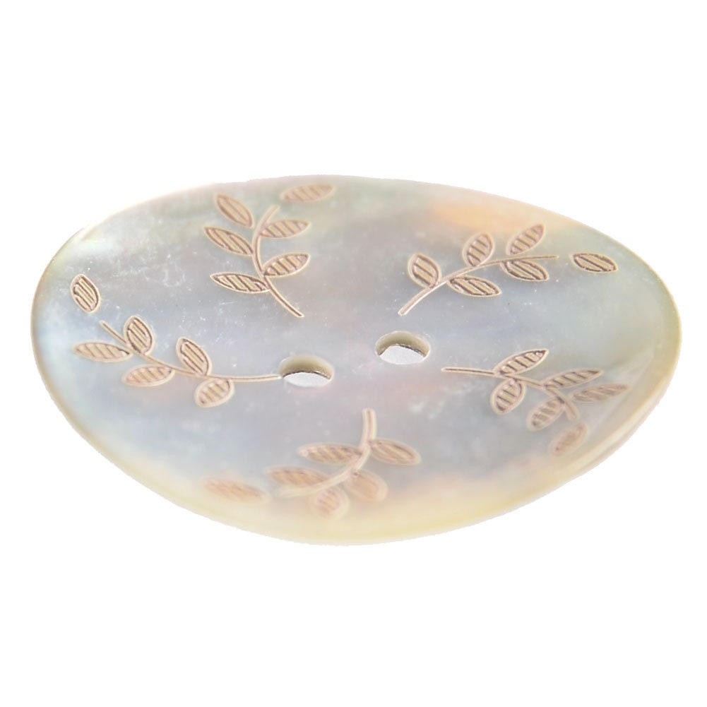 Agoya Shell Button With Leaves Designs -2hole- Natural or Dyed Black ...