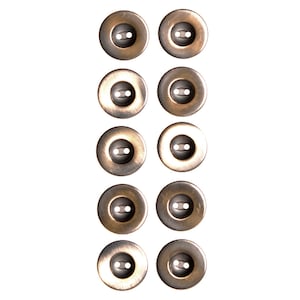 ABS Metal Plated Button - 2 Hole - Brushed Antique Brass with concave center - 24Line(15mm) - 32Line(20mm) -50Line(32mm)