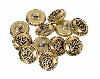 Mibo Metal Shank Button with Nautical and Rope Design - 24Line(15mm) - Antique Gold