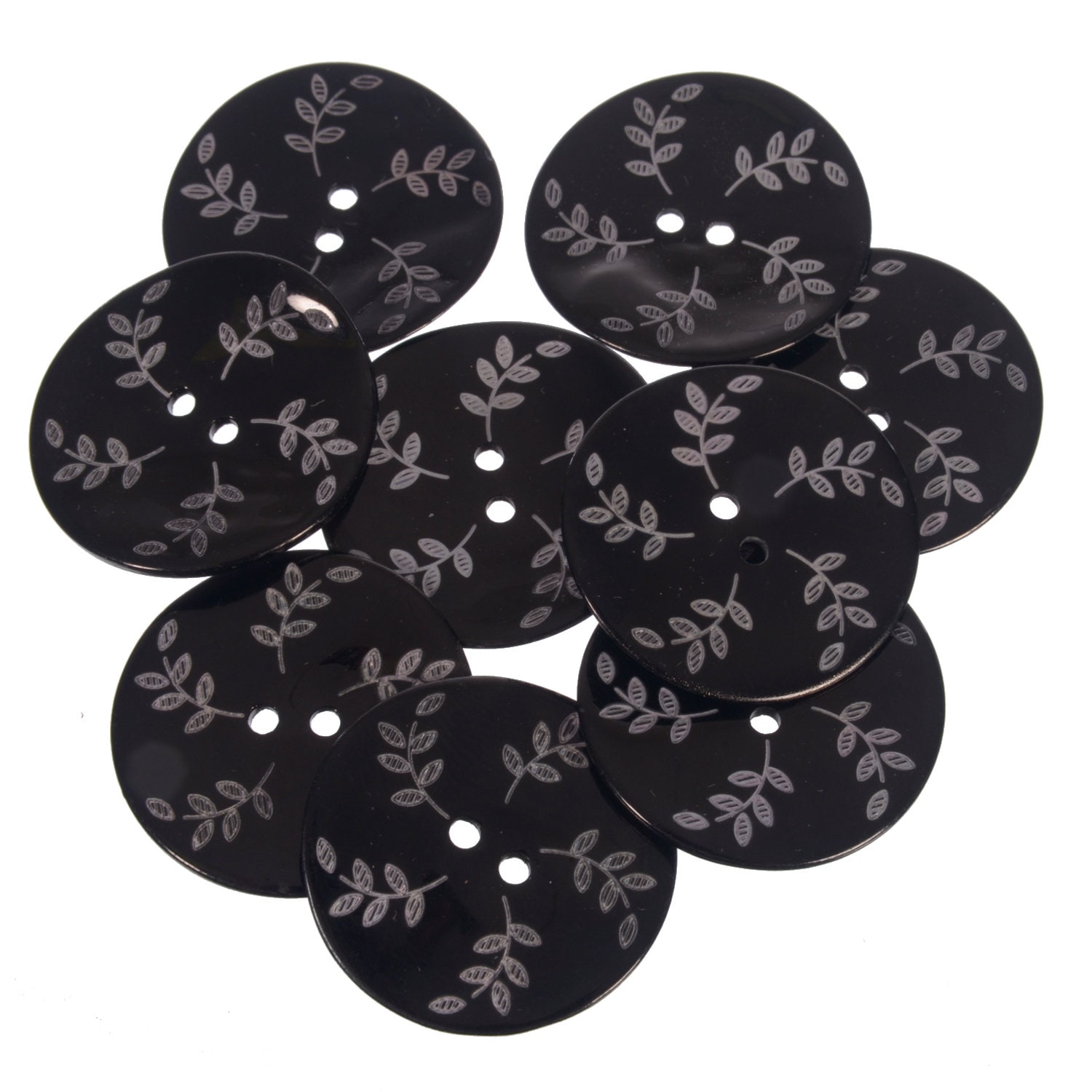 Agoya Shell Button With Leaves Designs -2hole- Natural or Dyed Black ...