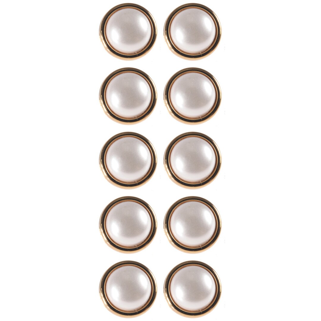 Shank Button Gold Rim Combination (2 Piece) Shank Button - Half Ball Sprayed Pearl With Gold ...
