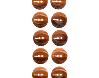 Sprayed Imitation Horn Button - Oval Shaped Raised Center - 2 Hole - Brown