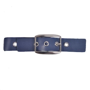 Costure no fecho de aba de couro sintético - aba azul ajustável de 3/4&quot; x 5&quot; com ilhós de níquel e fivela de níquel correspondente