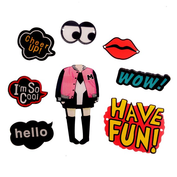 Acrylic Subliminal Print Novelty cool Girl Lapel Pins and Sew on