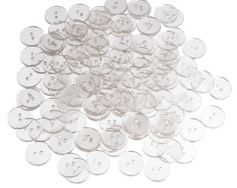 One Pack of 400 Clear Delicate Plastic Round Buttons 2 Holes,Approx:12mm,Hole Size:1mm Thickness:2mm