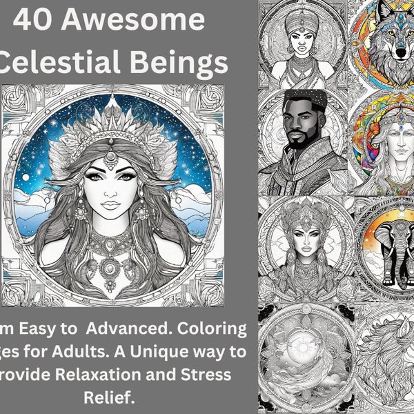 Coloring Pages Printable for Adults Easy Fantasy Cosmic Celestial Beings Mandala Relaxing Beautiful Scenes Stress Relieving Fun Designs
