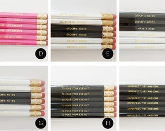 Personalized Pencils / LIKE A BOSS / Boss Lady / Black engraved pencil set / Gold Embossed / Quote Pencils / Gifts for Him & Her