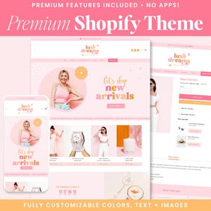 Shopify Theme Bright Pink, Shopify Boutique Website, Boho Shopify Store Banners, Shopify 2.0 Theme Template, Ecommerce Website Design