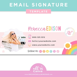 Modello di banner per firma e-mail cliccabile per piccole imprese, firme in una tavolozza di colori arcobaleno brillante personalizzabile in Canva - BW01