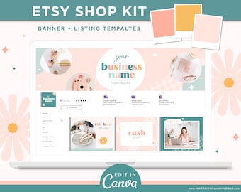 Etsy Banner Templates Canva, Etsy Shop Kit, Listing Templates for Seller Success, Etsy Store Branding Logo Design, Start Etsy Shop PD01