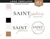 Logo Template Canva, Editable Logo Design, DIY Minimal branding kit, Preppy Small Business Boutique Logo SJ01