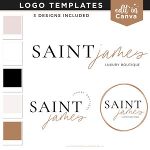 Logo-Vorlage Canva, bearbeitbares Logo-Design, DIY Minimal Branding Kit, Preppy Small Business Boutique Logo SJ01