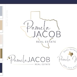 Texas Real Estate Logo, Realty Agent Logo, Gold Logo design, Premade Watermark Logo, Broker Business cards, Texas Realtor Marketing