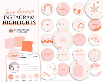 Instagram Highlight Icons Bright, Covers for Instagram Stories, Boho Abstract IG Highlight Covers, Canva Instagram Highlight Icons Pack LD02