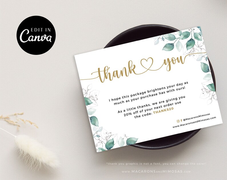 thank you card with photo insert