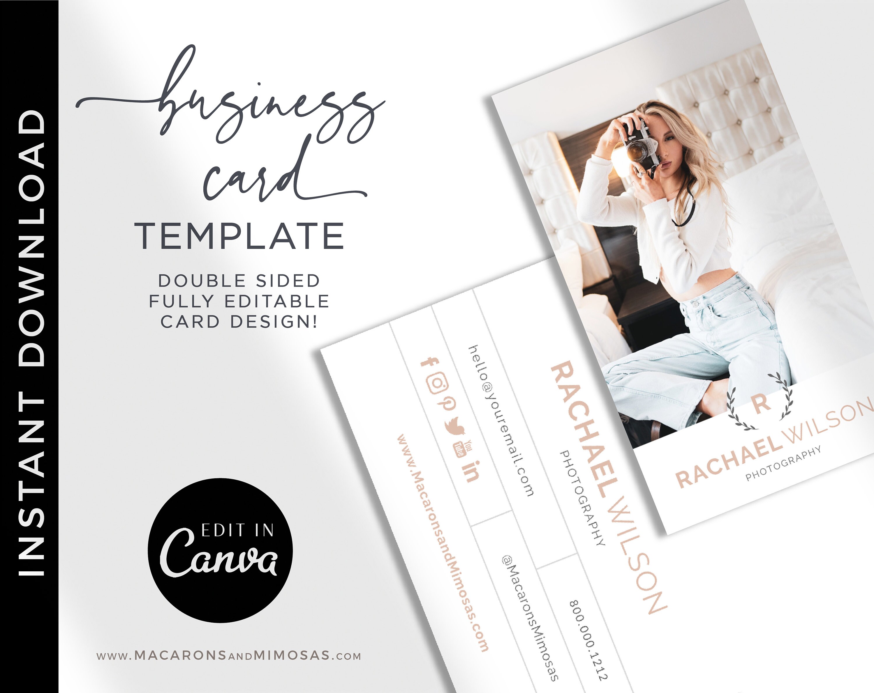 Photography Business Card Design Template DIY Photo Business - Etsy Israel