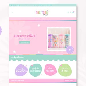 Shopify Theme Tumbler Shop | Cute Pastel Shopify Template for Crafters, HTV Sellers & Sublimation Shops | Small Business Website | Positano