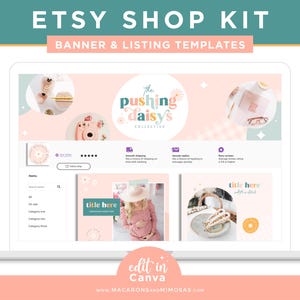 Etsy Banner Templates Canva, Etsy Shop Kit, Listing Templates for Seller Success, Etsy Store Branding Logo Design, Start Etsy Shop PD01
