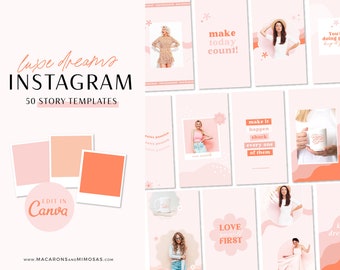 Instagram Story Templates Canva, Boho Creative Quotes for Instagram, Pink Engagement Blogger, Beauty Coach Affirmation Business Bundle LD02