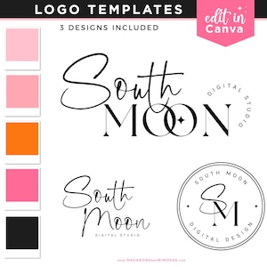 Editable Canva Logo Template, Fun Retro Font Logo Bundle, DIY Boho Logo Design, Small Business Branding Kit, Bright Preppy Boutique Logo