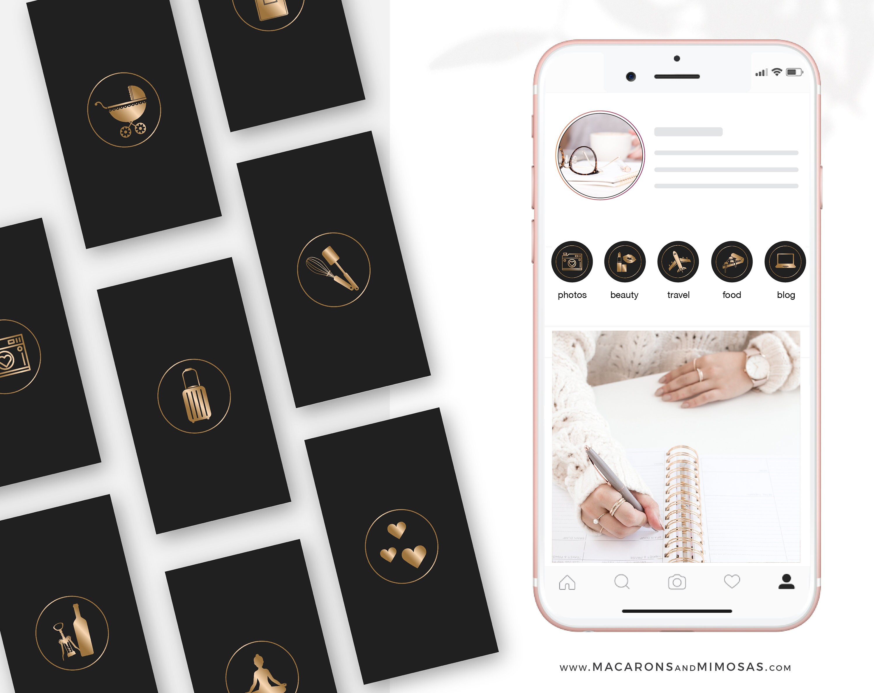 Instagram Story Highlight Icons Black And Gold Instagram Etsy