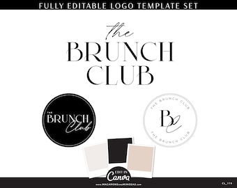 Logo Template Canva, Editable Logo Design, DIY Minimal branding kit, Preppy Small Business Boutique Logo B01