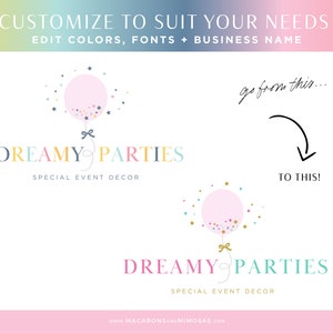 Party Planner Balloon Logo, Event Planner Logo, Bright Pastel Logo ...
