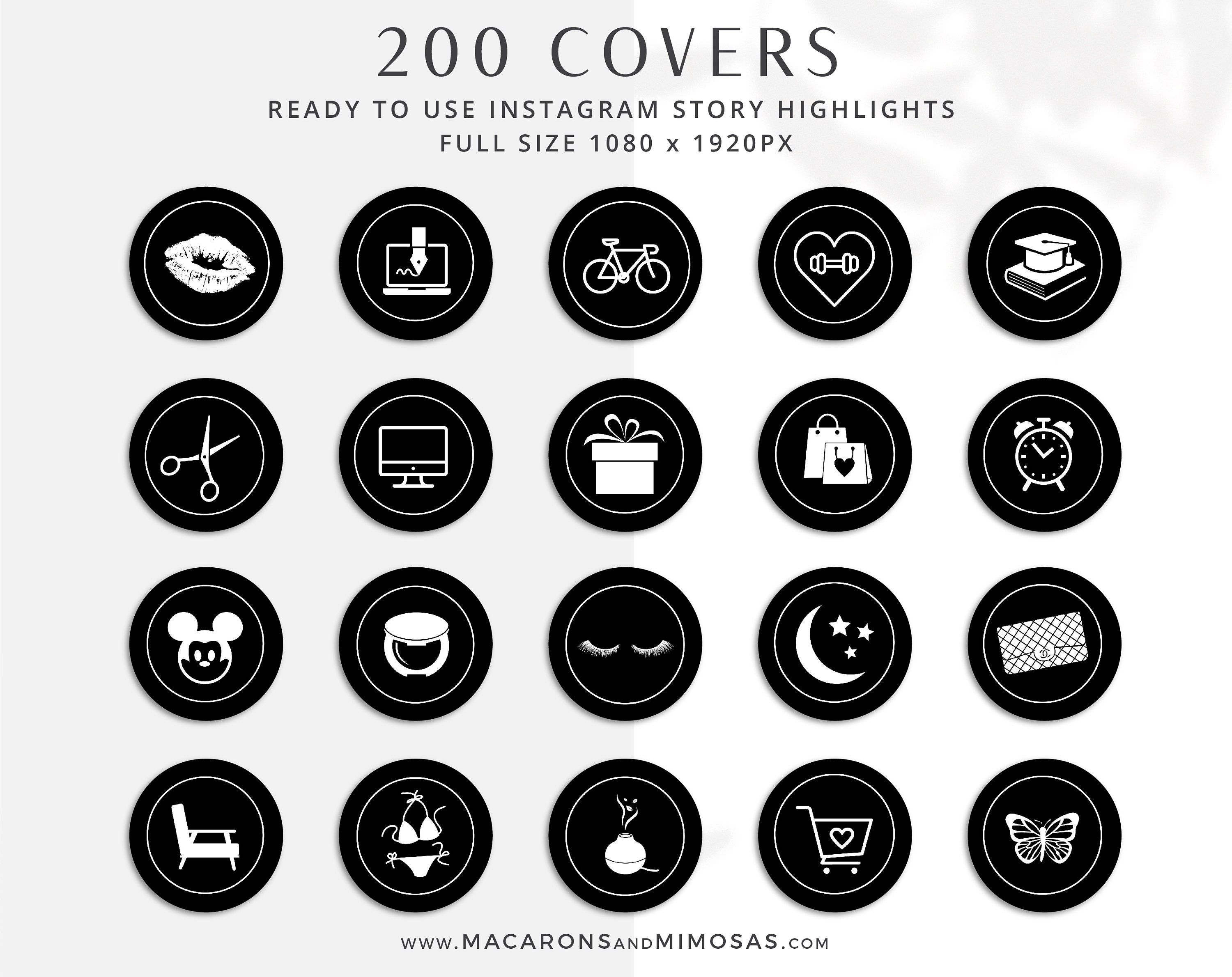 200 Instagram Story Highlight Icons Black Instagram Icons Etsy