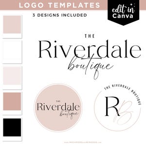 Bearbeitbares Logodesign, Logo-Vorlage Canva, DIY Minimal Branding Kit, Preppy Pink Small Business Boutique Logo