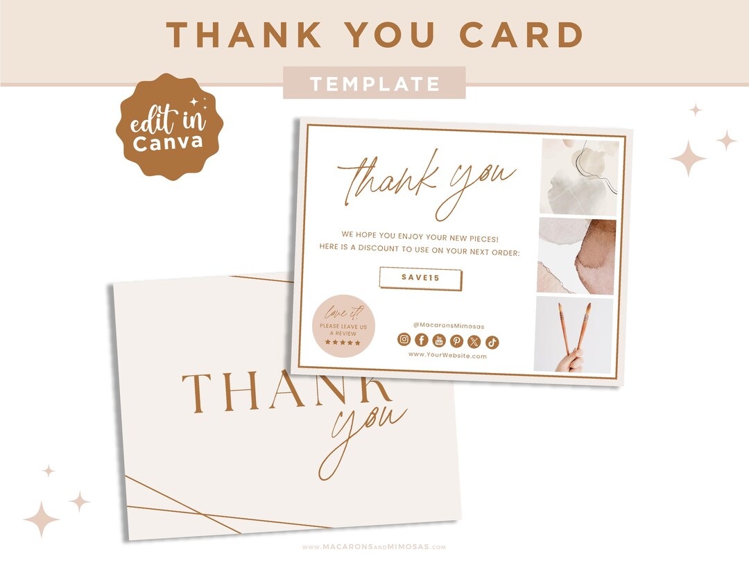 Editable Business Thank You Card, Printable Modern Thanks for Your ...