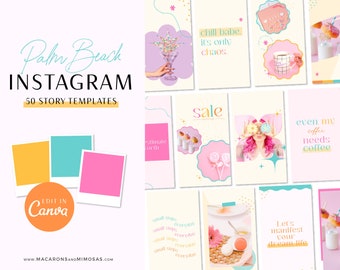 Instagram Story Templates Canva, Bright Creative Quotes for Instagram, Fun Pink Engagement Blogger, Beauty Coach Affirmation Business Bundle