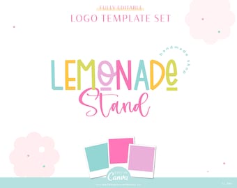 DIY Colorful Boho Logo Template, Canva Editable Retro Logo Design, Playful Branding Kit, Modern Fun Bright Small Business Brand Bundle  LS01