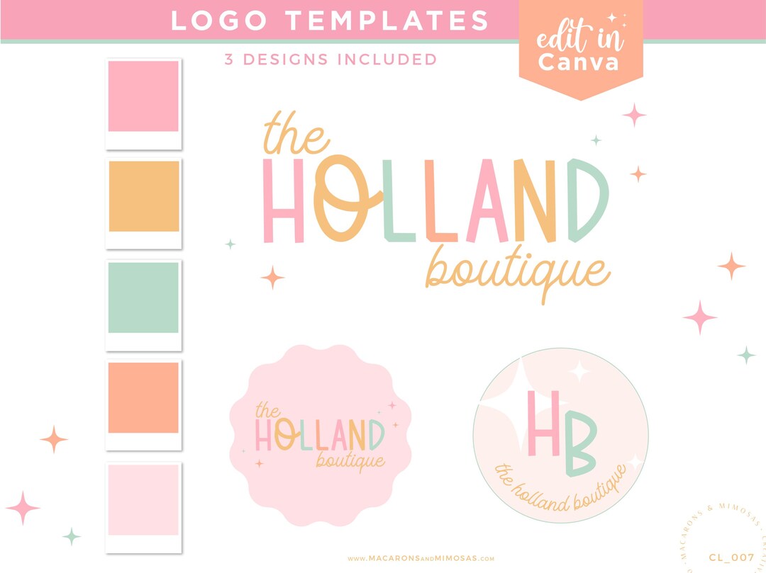 Pastel Rainbow Retro DIY Logo Design, Playful Editable Canva Logo ...