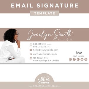 Modello di email di lusso modificabile in Canva per dare uno stile professionale alle tue email per la tua attività, aggiungi logo, icone dei social media e foto
